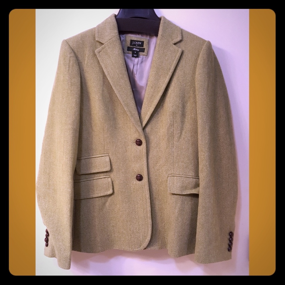 J Crew Herringbone Wool Hacking Jacket